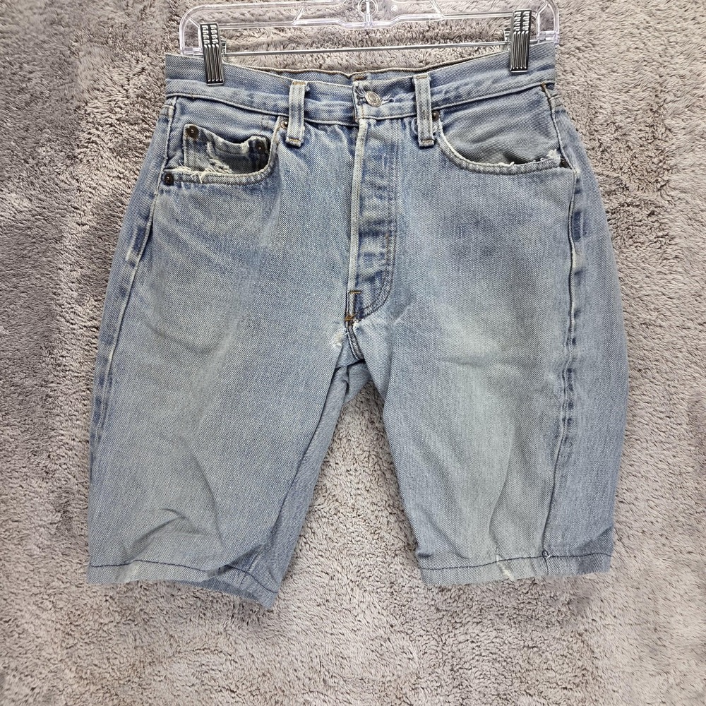 Vintage Levis 501 Shorts Mens 28 Blue Jorts Button Fly Made USA 80s 10" Inseam